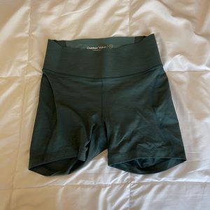 Outdoor Voices shorts, small, Evergreen color.